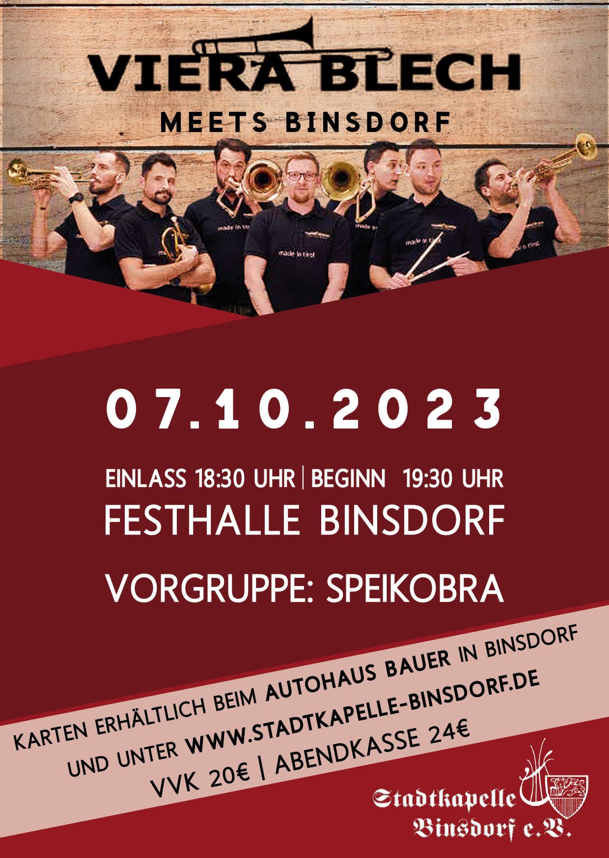 Flyer Jubiläumsfest "250 Jahre Blasmusik in Binsdorf"
