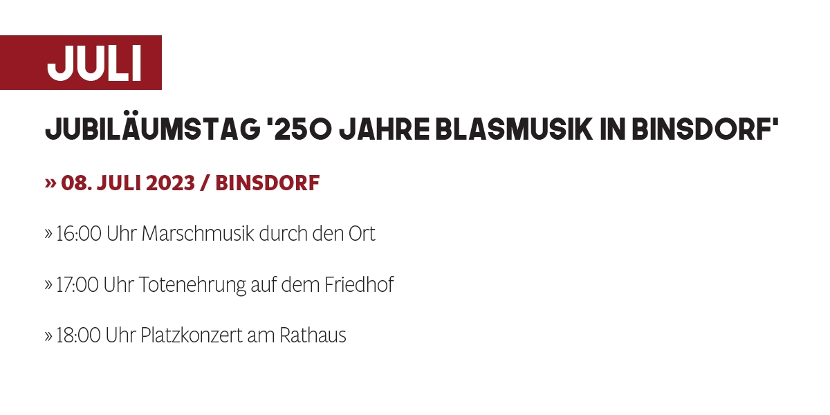 Jubiläumstag "250 Jahre Blasmusik in Binsdorf"